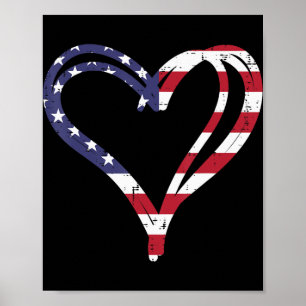 Poster Doodle Heart US American Flag Memorial Day 4th Of