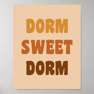 Poster Dorm Sweet Dorm Brown Rétro les années 70 Lettres