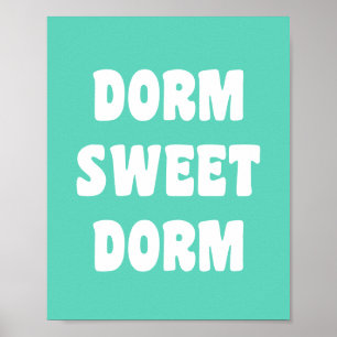 Poster Dorm Sweet Dorm Retro Lettres en vert menthe