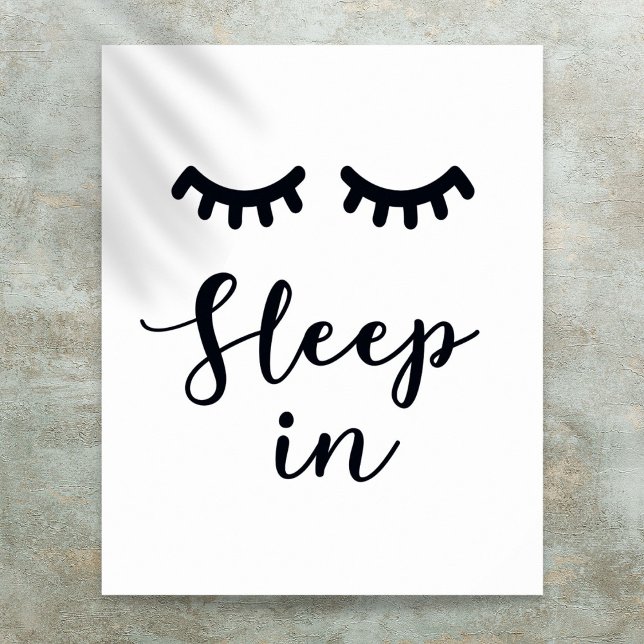 Poster Dormir dans la chambre aux cils (Sleep in Eyelashes Black And White Bedroom Poster)