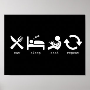 Poster Dormir de manger amusant Lire la répétition