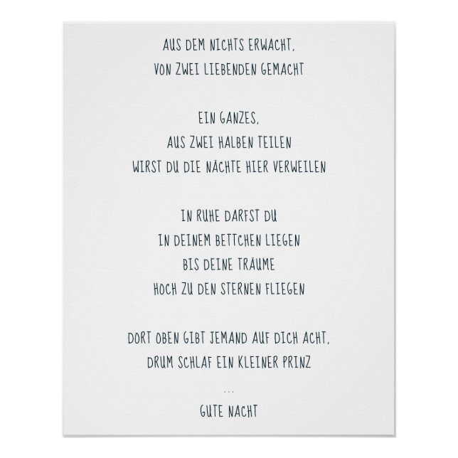 Poster "Dors un petit prince" (Devant)