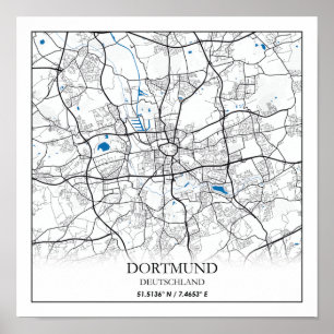 Poster Dortmund Deutschland City Map Voyage simple