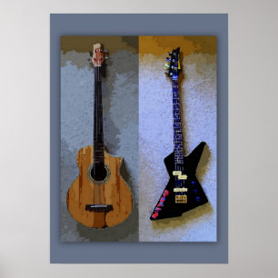 Poster Double Bass Guitars Art