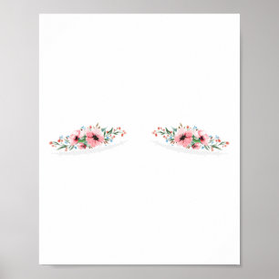 Poster Double cicatrices de mastectomie avec fleurs Cance