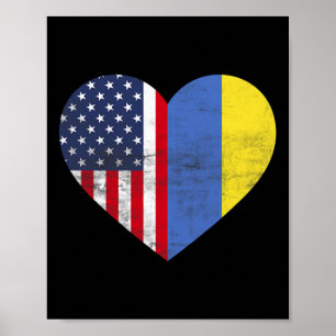 Poster Double Citoyenneté Usa Ukraine Cœur Américain Ukra
