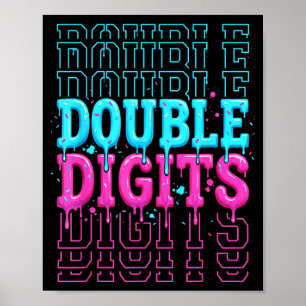 Poster Double Digits 10e anniversaire garçon glace goutte