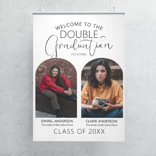 Poster Double Diplômé Arched Photo Graduation Bienvenue