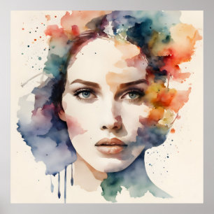 Poster Double exposition art femme