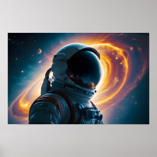 Poster Double exposition cosmique Espace Infini Art unive