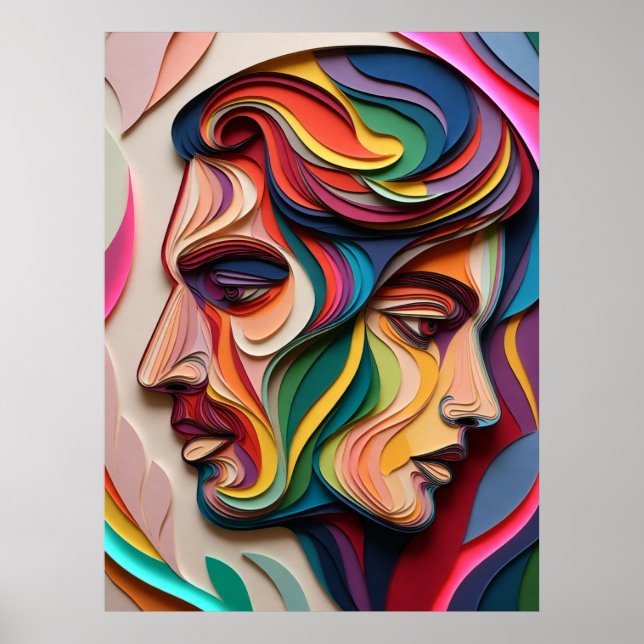 Poster Double Faces dans l'Abstrait Multicouche (Devant)