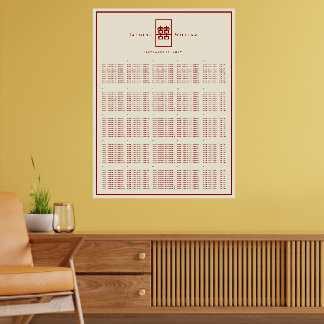Poster Double Happiness 囍 Plan de table de mariage chinoi