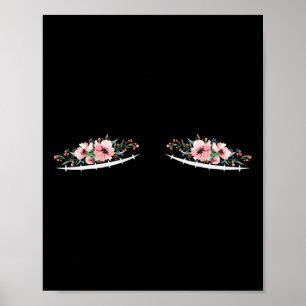 Poster Double Mastectomie cicatrices Avec Fleurs Cancer D