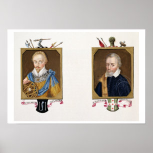 Poster Double portrait de Sir Humphrey Gilbert (c.1539-83