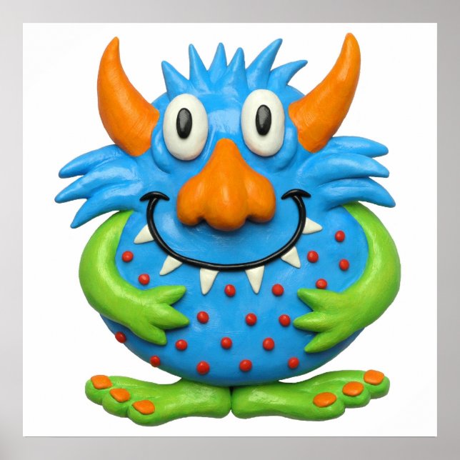 Poster Douce Baby Shower Nursery Monstre Tacheté (Devant)