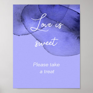 Poster Douce douche de mariage bleu violet lavande