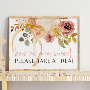 Poster Douce Faveur de Baby Shower Floral Printanier Auto
