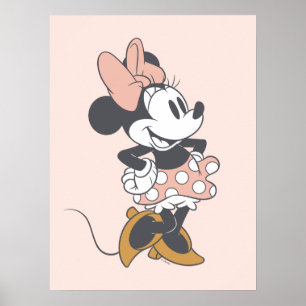 Poster Douce Minnie Mouse Vintage Charme à pois