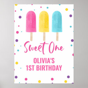 Poster Douce One 1er anniversaire Glace arc-en-ciel