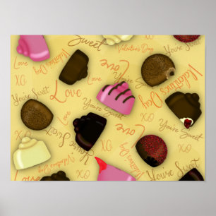 Poster Douce Saint-Valentin - Motif de bonbons de la Sain