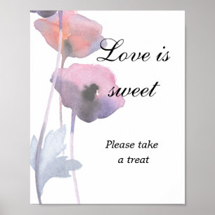 Poster Douce soirée de mariage rose coquelicot violet 