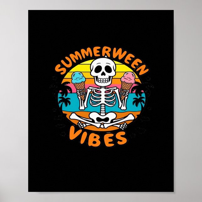 Poster Douces Vibrations de Summerween Squelette Crème Gl (Devant)