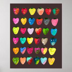 Poster Douceur de fraise mignonne couleur d'aquarelle bla