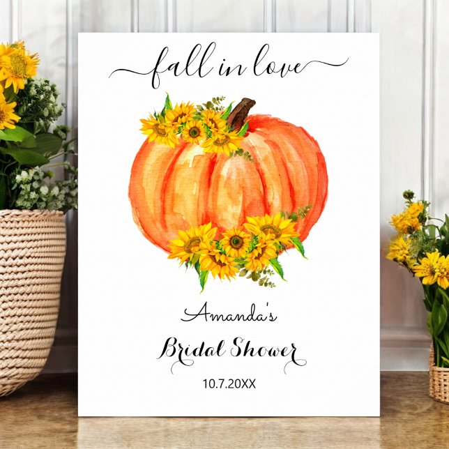 Poster Douceur de mariage d'automne Fleur Orange Citrouil (Créateur téléchargé)