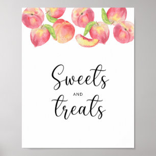 Poster Douceurs et friandises bébé shower pêche