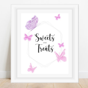 Poster Douceurs et friandises papillon shower de bébé
