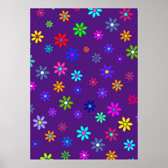 Poster Douche à fleurs - motif de couleur 1 (Devant)