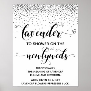 Poster Douche Coeur Confetti Argent avec Lavande