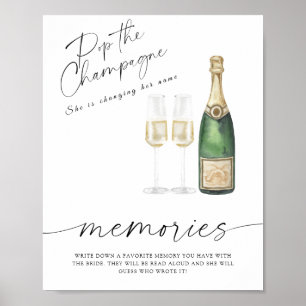 Poster Douche de mariée au champagne - souvenirs avec la 