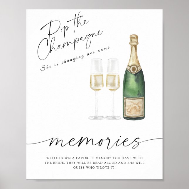 Poster Douche de mariée au champagne - souvenirs avec la  (Devant)