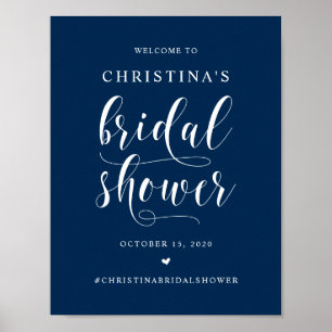 Poster Douche de mariée, police moderne de mariage bleu m