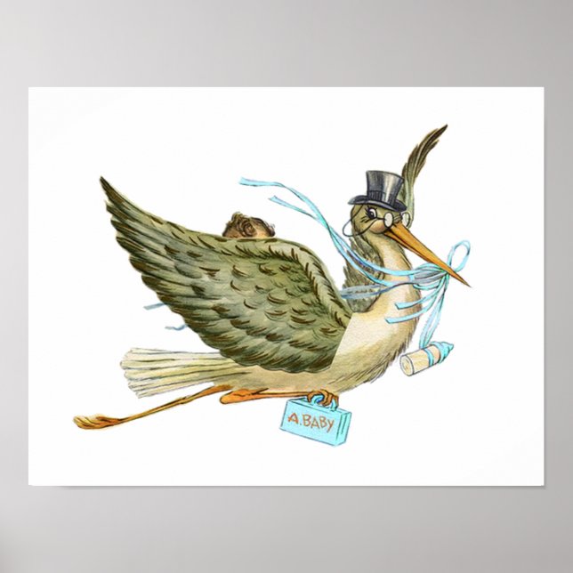 POSTER DOUCHE GARÇON STORK BÉBÉ (Devant)