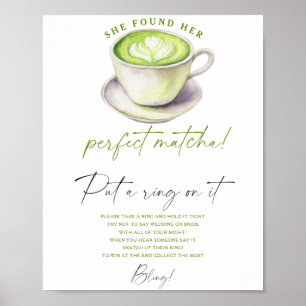 Poster Douche nuptiale à thé Matcha Mettez une bague sur 