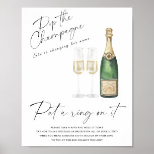 Poster Douche nuptiale Champagne - mettre une bague sur l