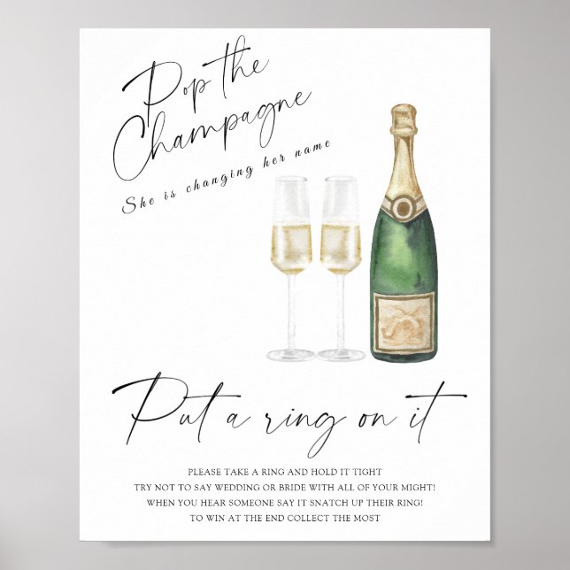 Poster Douche nuptiale Champagne - mettre une bague sur l (Devant)