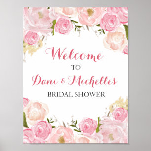Poster douche nuptiale de fleurs roses SIGNE