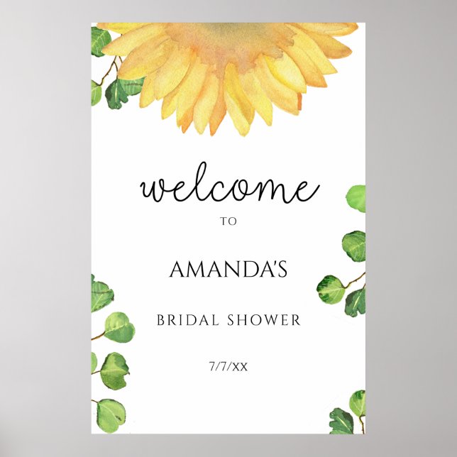 Poster Douche nuptiale de tournesol aquarelle (Devant)