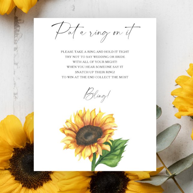 Poster Douche nuptiale Sunflower Mettez une bague sur le  (Créateur téléchargé)