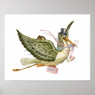 POSTER DOUCHE POUR FILLE BÉBÉ STORK