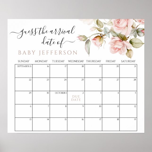 Poster Douche rose Douche Devis Date d'échéance Calendrie (Devant)