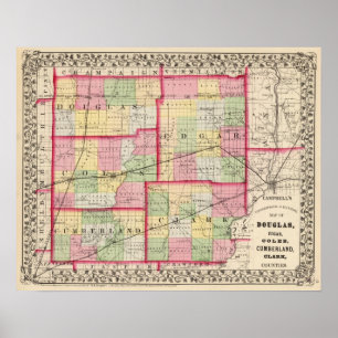 Poster Douglas, Edgar, Coles, Cumberland, comtés de Clark