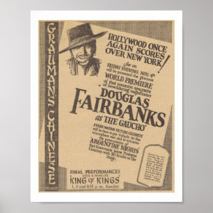 Poster Douglas Fairbanks la première mondiale 1927 de