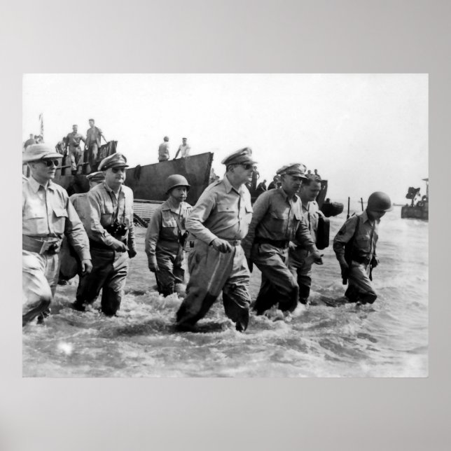 Poster Douglas MacArthur atterrit sur l'île de Leyte Phil (Devant)