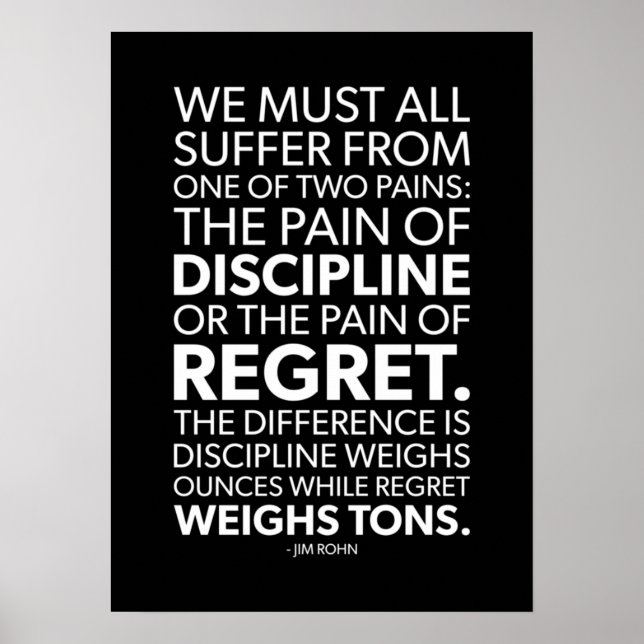 Poster Douleur De Discipline vs Regret - Motivation Du Su (Devant)