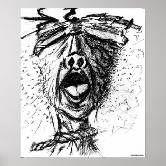 Poster Douleur et frustration - Croquis au crayon