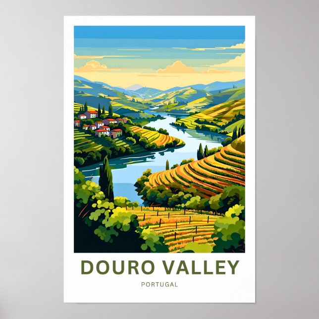 Poster Douro Valley Portugal Travel Print (Devant)